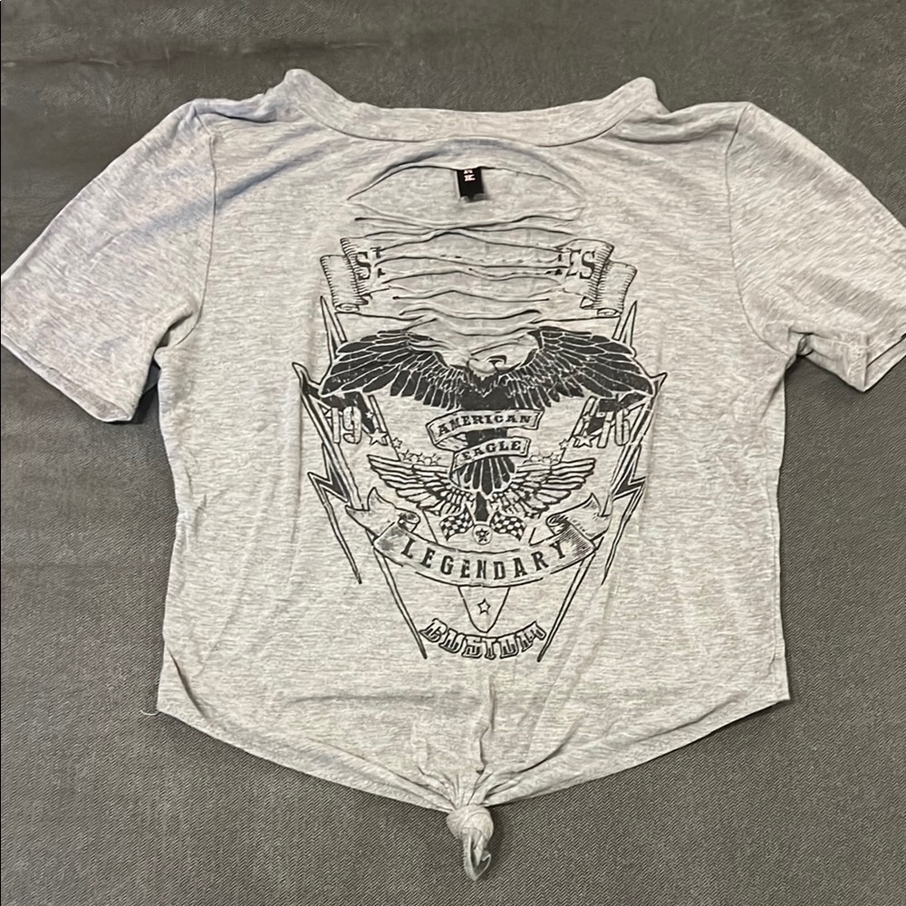 Gray graphic rock n roll tee size M